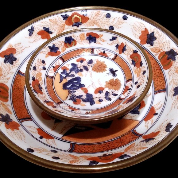 Hand Painted Vintage Japanese Enamel Imari Bowls, Set of 2, Decorative Bowls - Picture 3 of 11